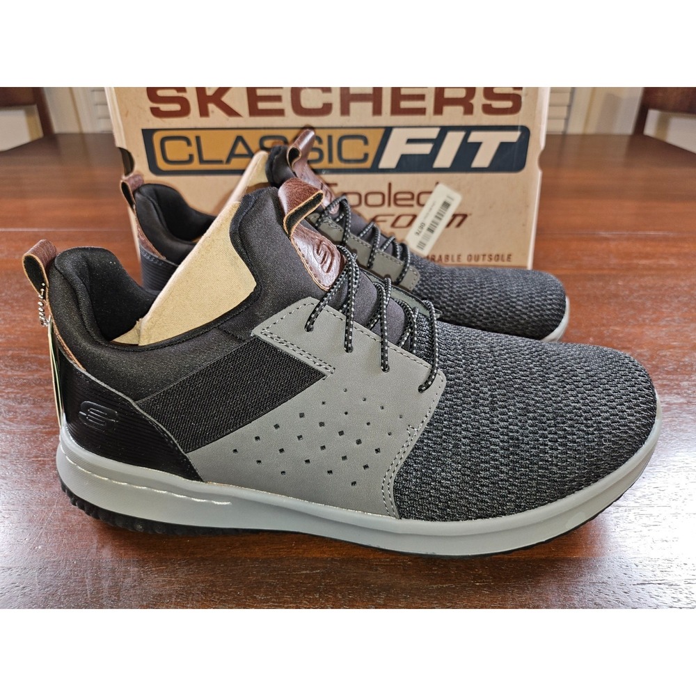 Skechers Men's Classic Fit-Delson-Camden Sneaker 11.5 Wide Black/Grey - Picture 2 of 8